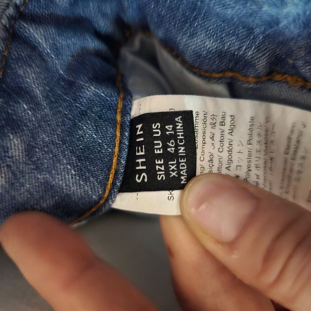 1990's Vintage Vibe Denim Button Down Double Pocket Trucker Blue Dress Size 14 - Picture 14 of 15